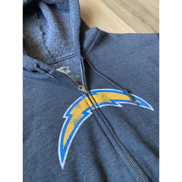 CHARGERS NFL Licensed Starter Brand Hooded Jacket Full Zip GRAY Large - Picture 7 of 12